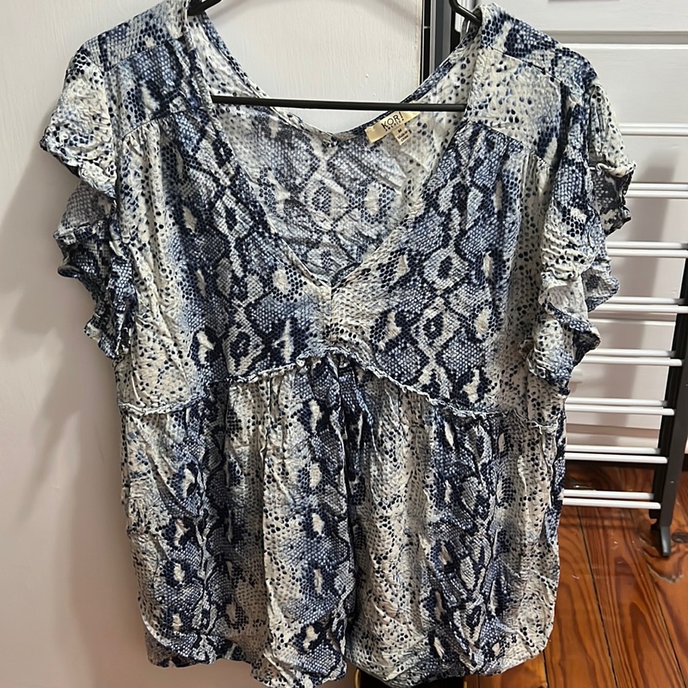 Blue snakeskin blouse